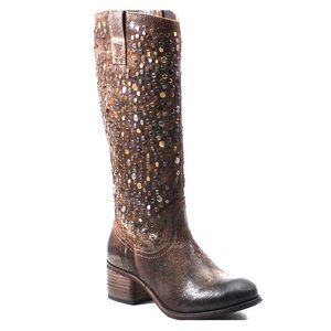 NWB Diba True Brown Leather studded Boots